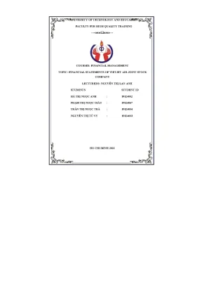 Tiểu luận courses financial management topic financial statements of vietjet air joint stock company