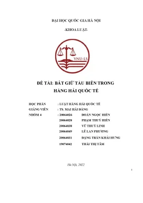 Tiểu luận đề tài bắt giữ tàu biển trong hàng hải quốc tế