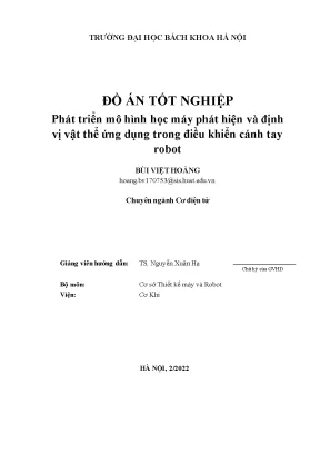 Tiểu luận đồ án tốt nghiệp phát triển mô hình học máy phát hiện và định vị vật thể ứng dụng trong điều khiển cánh tay robot