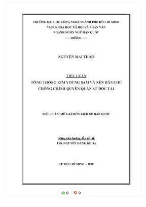 Tiểu luận tiểu lu n ậ tổng th ng kim young sam và n n dân ch ố ề ủ chố độ ng chính quyền quân sự c tài