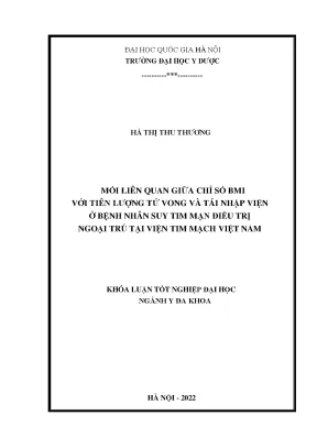 Mối liên quan giữa chỉ số bmi với tiên lượng tử vong và tái nhập viện ở bệnh nhân suy tim mạn điều trị ngoại trú tại viện tim mạch việt nam