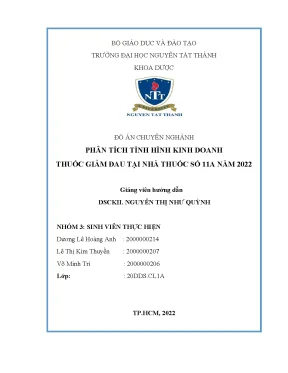 Đồ án phân tích tình hình kinh doanh thuốc giảm đau tại nhà thuốc số 11a năm 2022
