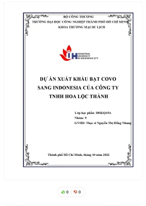 Tiểu luận dự án xuất khẩu bạt covo sang indonesia của công ty tnhh hoa lộc thành