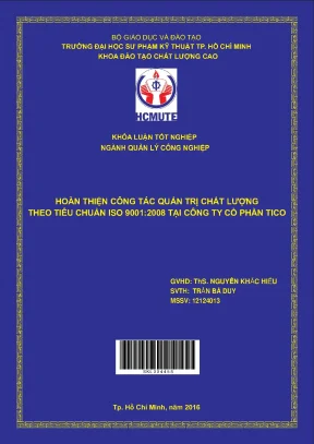 Đồ án hcmute hoàn thiện công tác quản trị chất lượng theo tiêu chuẩn iso 9001 2008 tại công ty cổ phần tico