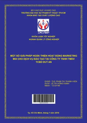 Đồ án hcmute một số giải pháp hoàn thiện hoạt động maketing mix cho dịch vụ đào tạo tại công ty tnhh tmdv tcbd duy an