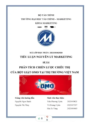 Tiểu luận phân tích chiến lược chiêu thị của bột giặt omo tại thị trường việt nam