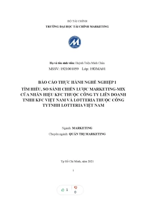Tiểu luận tìm hiểu so sánh chiến lược marketing mix của nhãn hiệu kfc thuộc công ty liên doanh tnhh kfc việt nam và lotteria thuộc công tytnhh lotteria việt nam