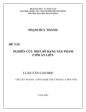 Đề tài nghiên cứu một số dạng sản phẩm cơm ăn liền