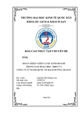 Tiểu luận hoàn thiện chiến lược kinh doanh trong giai đoạn 2023 2030 của công ty lữ hành quốc tế bạch dương travel