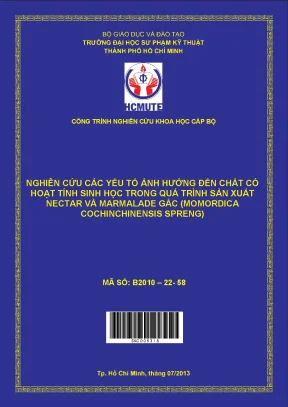 Hcmute nghiên cứu các yếu tố ảnh hưởng đến chất có hoạt tính sinh học trong quá trình sản xuất nectar và marmalade gấc momordica cochinchinensis spreng