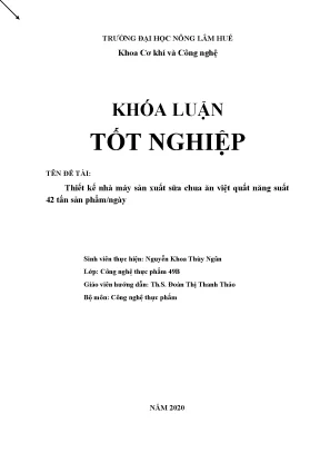 Tiểu luận thiết kế nhà máy sản xuất sữa chua ăn việt quất năng suất 42 tấn sản phẩmngày