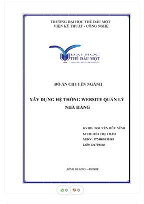 Đồ án chuyên ngành xây dựng thống website quản lý hệ nhà hàng