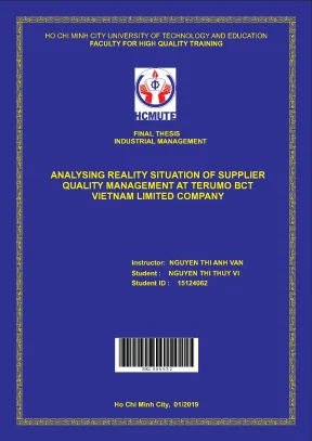Đồ án hcmute analyzing reality situation of supplier quality management at terumo bct vietnam limited company