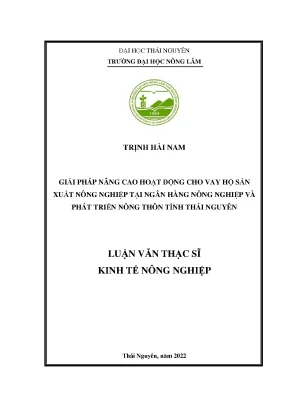 Giải pháp nâng cao hoạt động cho vay hộ sản xuất nông nghiệp tại ngân hàng nông nghiệp và phát triển nông thôn việt nam tỉnh thái nguyên
