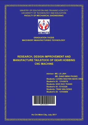 Đồ án hcmute research design improvement and manufacture tailstock of cnc gear bobbing machine