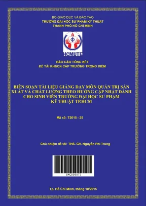 Hcmute biên soạn tài liệu giảng dạy môn quản trị sản xuất và chất lượng theo hướng cập nhật dành cho sinh viên trường đại học sư phạm kỹ thuật tp hồ chí minh