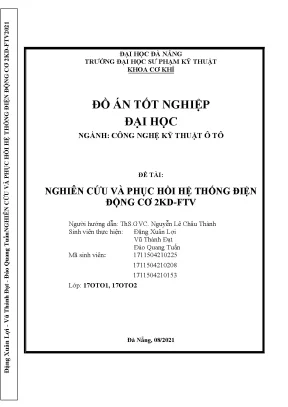 Nghiên cứu và phục hồi hệ thống điện động cơ 2kd ftv