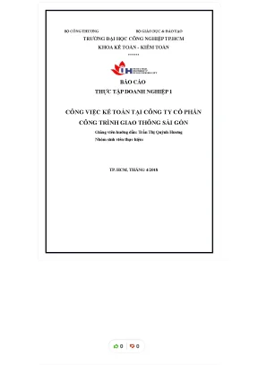 Tiểu luận báo cáo thực tập doanh nghiệp 1 công việc kế toán tại công ty cổ phần công trình giao thông sài gòn