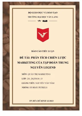 Tiểu luận tiểu luận đề tài phân tích chiến lược marketing của tập đoàn trung nguyên legend