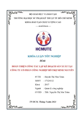 Tiểu luận hoàn thiện công tác lập kế hoạch sản xuất tại công ty cổ phần công nghiệp hỗ trợ minh nguyên