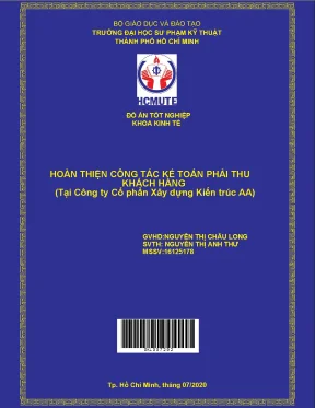 Đồ án hcmute hoàn thiện công tác kế toán phải thu khách hàng tại công ty cổ phần xây dựng kiến trúc aa