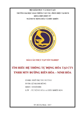 Báo cáo thực tập tốt nghiệp tìm hiểu hệ thống tự động hóa tại cty tnhh mtv đường biên hòa ninh hòa