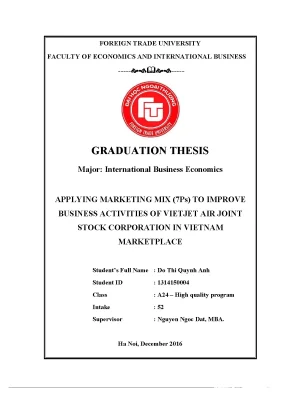 Tiểu luận applying marketing mix 7ps to improve business activities of vietjet air joint stock corporation in vietnam marketplace