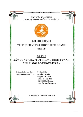 Tiểu luận xây dựng chatbot trong kinh doanh cửa hàng dominos pizza