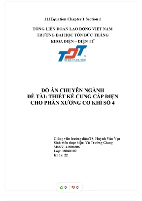 Tiểu luận đồ án chuyên ngành đề tài thiết kế cung cấp điện cho phân xưởng cơ khí số 4
