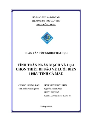 Tiểu luận tính toán ngắn mạch và lựa chọn thiết bị bảo vệ lưới điện 110kv tỉnh cà mau