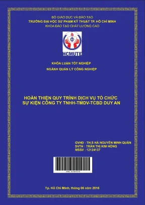 Đồ án hcmute hoàn thiện quy trình dịch vụ tổ chức sự kiện công ty tnhh tmdv tcbd duy an