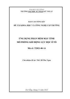 Đồ án tốt nghiệp ứng dụng phần mềm máy tính mô phỏng khí động lực học ô tô