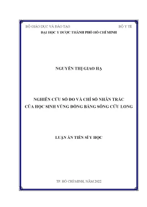 Nghiên cứu số đo và chỉ số nhân trắc của học sinh vùng đồng bằng sông cửu long