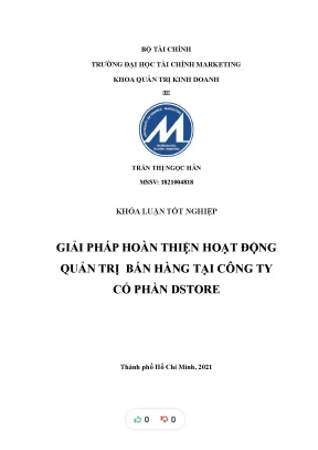 Tiểu luận giải pháp hoàn thiện hoạt động quản trị bán hàng tại công ty cổ phần dstore