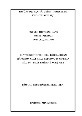Tiểu luận quy trình thủ tục khai báo hải quan hàng hóa xuất khẩu tại công ty cổ phần đầu tư phát triển mỹ nghệ việt