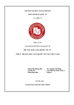 Tiểu luận tiểu luận giao dịch thương mại quốc tế đề tài đấu giá quốc tế và thực trạng đấu giá quốc tế tại việt nam