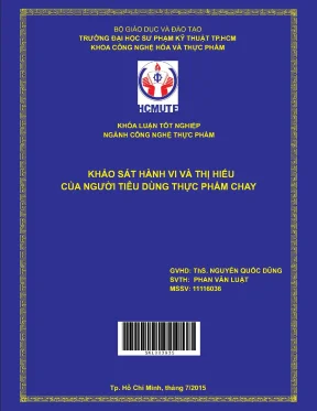 Đồ án hcmute khảo sát hành vi và thị hiếu người tiêu dùng thực phẩm chay
