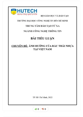 Tiểu luận tiểu luận chuyên đề ảnh hưởng của rác thải nhựa tại việt nam