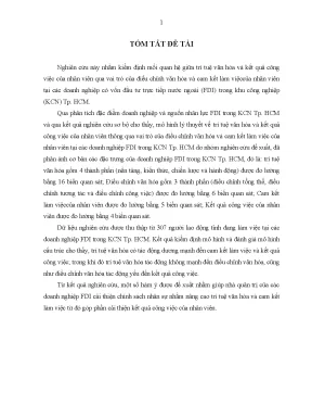 Tiểu luận trí tuệ văn hóa và kết quả công việc của nhân viên vai trò của điều chỉnh văn hóa và cam kết làm việc
