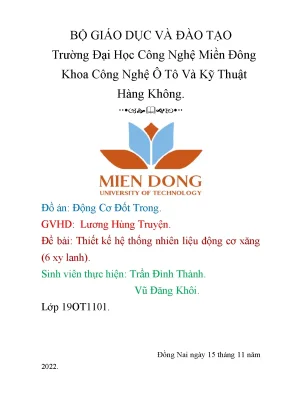 Đồ án động cơ đốt trong đề bài thiết kế hệ thống nhiên liệu động cơ xăng 6 xy lanh