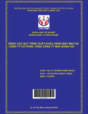 Đồ án hcmute nâng cao quy trình xuất khẩu hàng may mặc tại công ty cổ phần tổng công ty may đồng nai