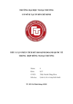 Tiểu luận tiếu luận phân tích rủi ro kinh doanh quốc tế trong hợp đồng ngoại thương