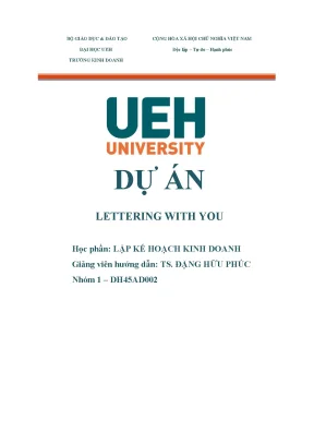 Tiểu luận dự án lettering with you học ph n l ầ ập kế hoạch kinh doanh
