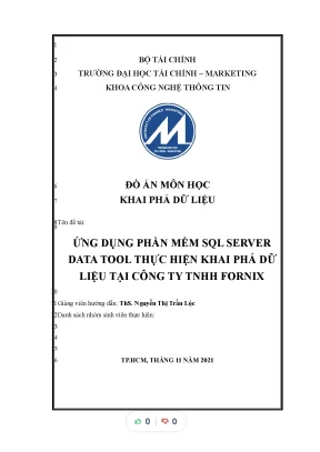Tiểu luận ứng dụng phần mềm sql server data tool thực hiện khai phá dữ liệu tại công ty tnhh fornix