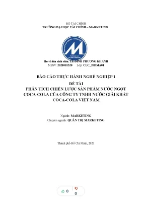Tiểu luận phân tích chiến lược sản phẩm nước ngọt coca cola của công ty tnhh nước giải khát coca cola việt nam