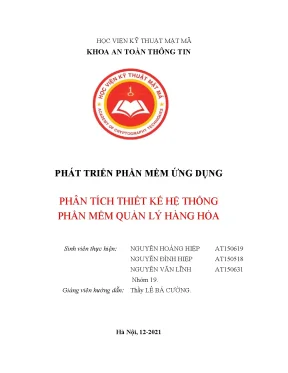 Tiểu luận phát triển phần mềm ứng dụng phân tích thiết kế hệ thống phần mềm quản lý hàng hóa