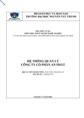 Tiểu luận hệ thống quản lý công ty cổ phần an phát