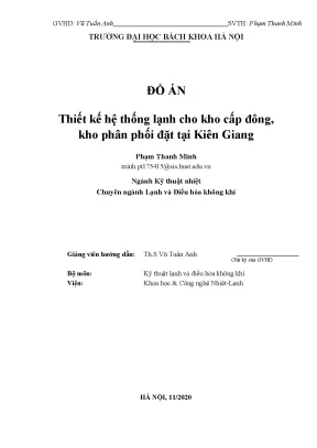 Đồ án thiết kế hệ thống lạnh cho kho cấp đông kho phân phối đặt tại kiên giang