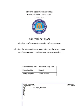 Thảo luận đề tài các yếu tố ảnh hưởng đến quyết định chọn trường đại học thương mại của sinh viên