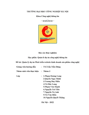 Học phần quản lí dự án công nghệ thông tin đề tài quản lý dự án phát triển website kinh doanh sản phẩm công nghệ